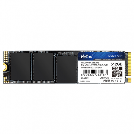 Твердотельный накопитель Netac NV2000 PCIe 3 x4 M.2 2280 NVMe 3D NAND SSD 512GB, R/W up to 2500/1950MB/s