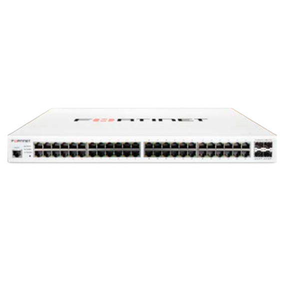 FortiSwitch-148E-POE FortiSwitch L2+ managed POE switch with 48GE +4SFP, 24 ports POE with max 370W POE limit