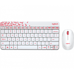 Комплект беспроводной Logitech MK240 Nano White/Red (клавиатура+мышь)