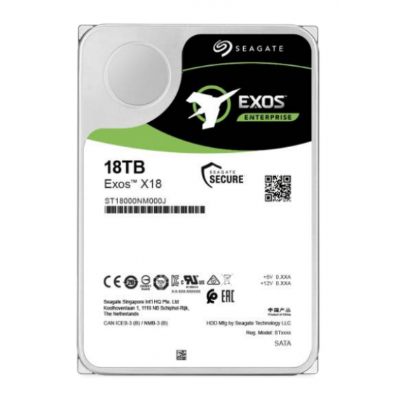 Жесткий диск Seagate Exos X18 ST18000NM000J, 18TB, 3.5", 7200 RPM, SATA-III, 512e/4Kn, 256MB