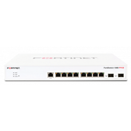 FortiSwitch-108E-FPOE L2+ management switch with 8xGE + 2xSFP + 1xRJ45 console and automatic limited 130W POE