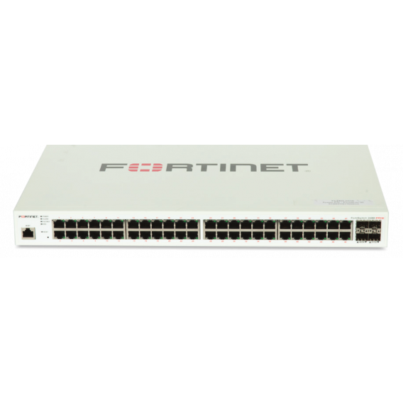 FortiSwitch-248E-FPOE Layer 2/3 FortiGate switch controller compatible PoE+ switch with 48 x GE RJ45 ports, 4 x GE SFP, with automatic Max 740W POE output limit