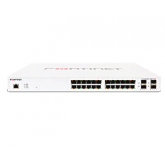 FortiSwitch-124E-POE L2+ managed POE switch with 24GE +4SFP, 12 port POE with max 185W limit and smart fan temperature control